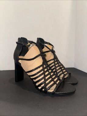 Vince Camuto Braided Black Ariah Strappy High Heel Sandals